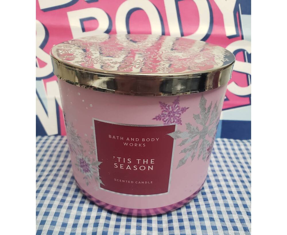 BBW Tis The Season Snowflake Jar Large 3 Wick Candle Holiday Home Fragrance